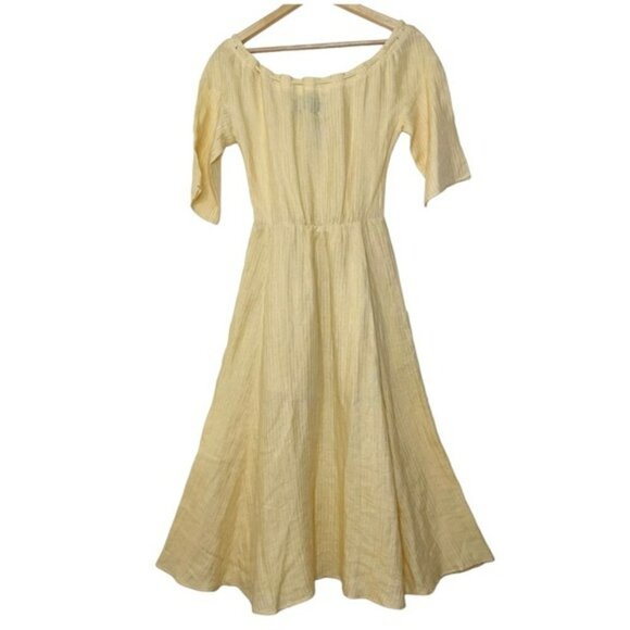 Reformation Yellow Gauze Tie Neckline Fit and Flare Midi Dress US 4 - Picture 2 of 6